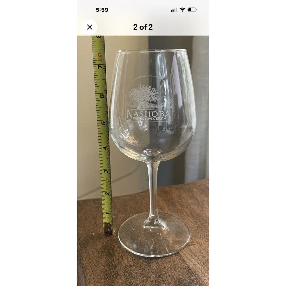 Set of 4 Nashoba Valley Etched Wine Glasses - Clear Glassware for Wine Tasting